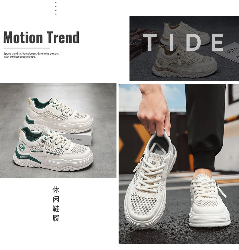 Men's breathable mesh casual sports shoes summer new walking shoes fashion trendy shoes soft-sole student sneakers running shoes