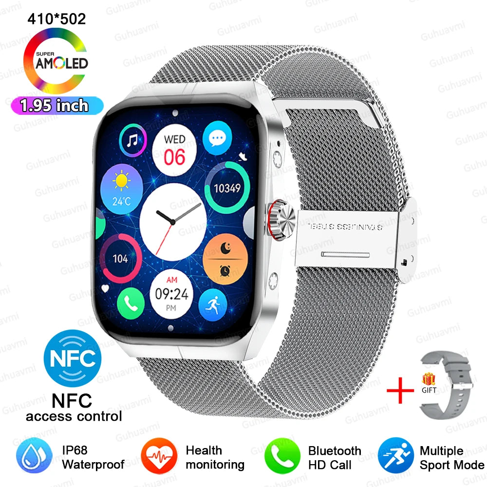 Smartwatch Men Women NFC AMOLED Screen Always Show Time Clock Bluetooth Call IP68 Waterproof Smart Watch Sport Fitness Bracelet
