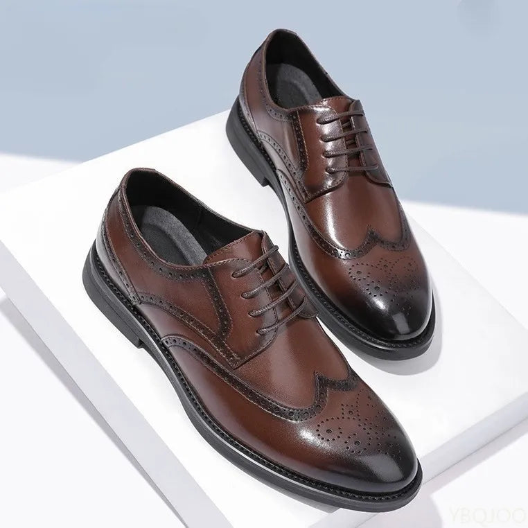2025 New Handcrafted Mens Oxford Shoes Business Formal Classic Shoes Man Genuine Calfskin Leather Brogue Dress Shoes Homme