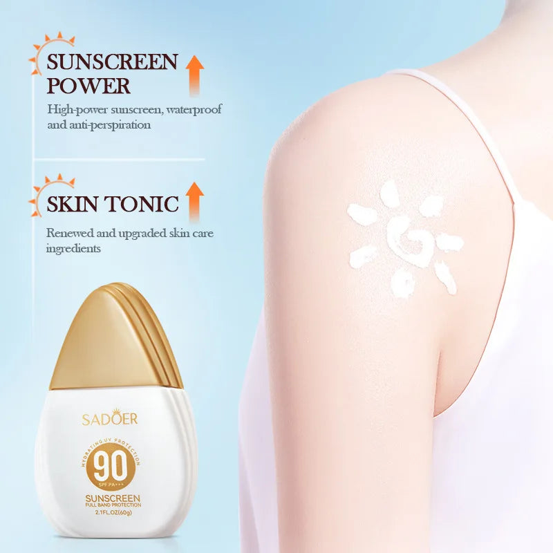 SADOER Spf 90+ Sunscreen for Face Body Sun Block Creams Solar Blocker Refreshing Non Greasy UV Resistant Facial Sunscreen