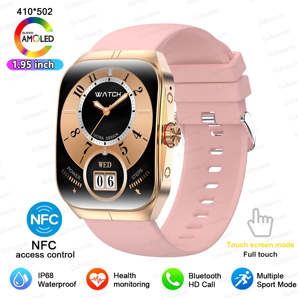 Smartwatch Men Women NFC AMOLED Screen Always Show Time Clock Bluetooth Call IP68 Waterproof Smart Watch Sport Fitness Bracelet