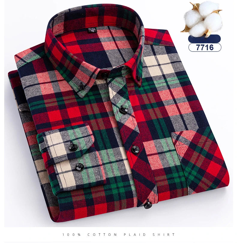 plus size 8XL100%cotton sanding long-sleeve shirts for men slim fit casual plain shirt soft palid tops designer elegant clothes