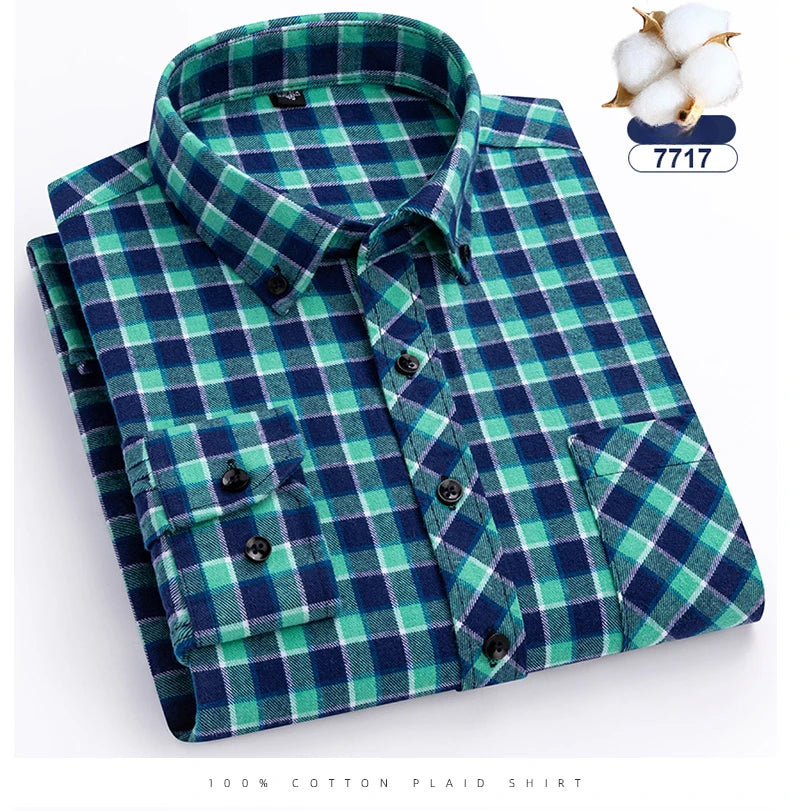 plus size 8XL100%cotton sanding long-sleeve shirts for men slim fit casual plain shirt soft palid tops designer elegant clothes