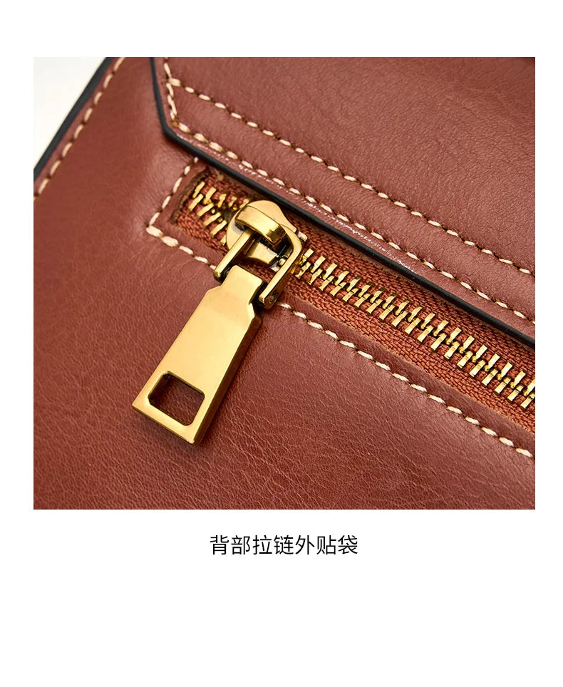 Genuine Leather Women luxury bag high quality Simple vintage Fashion Postman handbags ladies 2025 shoulder green small bag