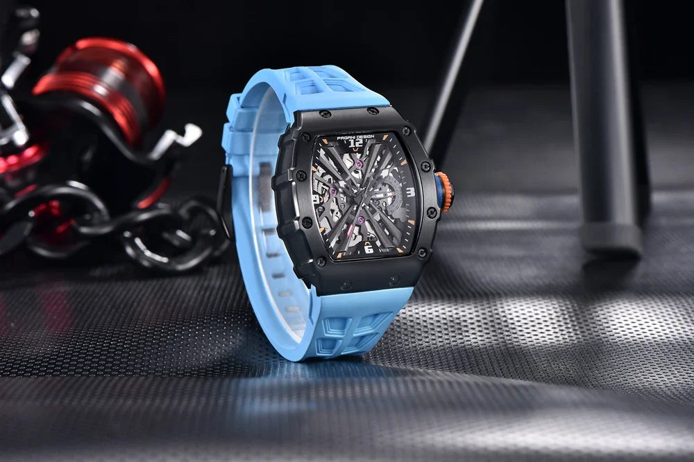 PAGANI DESIGN 2024 Luxury Mens Quartz Watches Barrel Shape Waterproof Wrist Watch For Men VH65 Silicone Luminous Sapphire Mirror