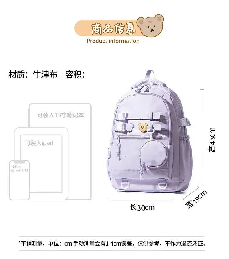 Hello Kitty backpack women's casual backpack fashion ins middle school student Melody Kuromi cinnamon dog school bag