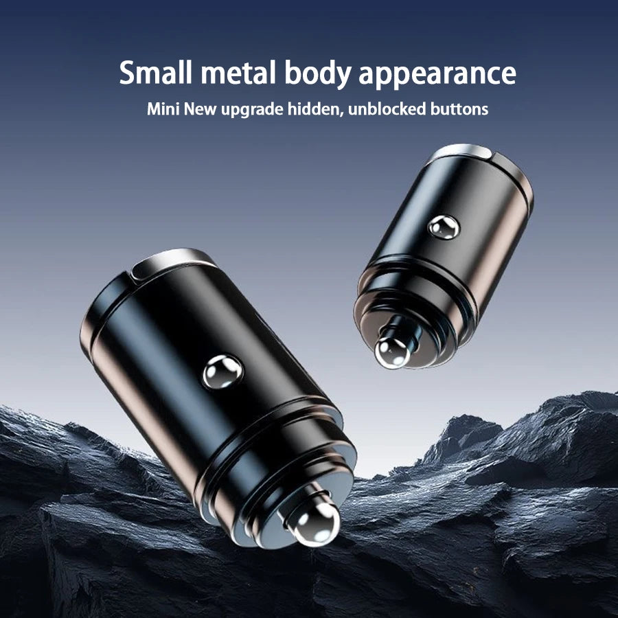 Hidden Mini Car Charger Pull Ring USB+TYPE C Fast Charger Is Suitable For a Variety Of Mobile Phone Devices