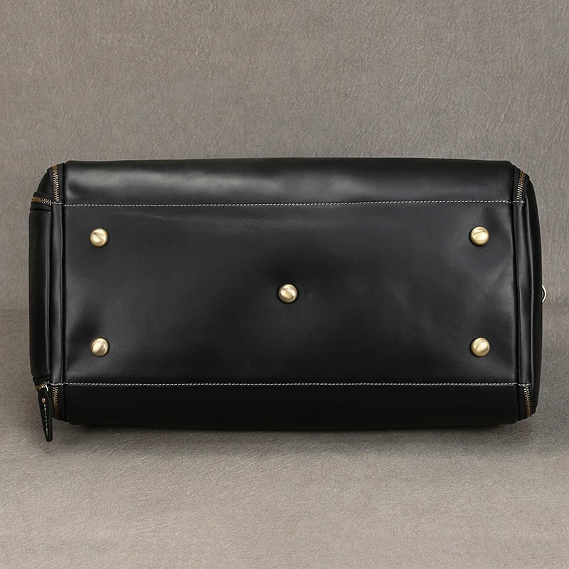 Crazy Horse Leather Folding Suit Bag Man Business Travel Bag With Shoe Pocket Clothes Cover Luggage Duffel Bag Man Bag For Suits