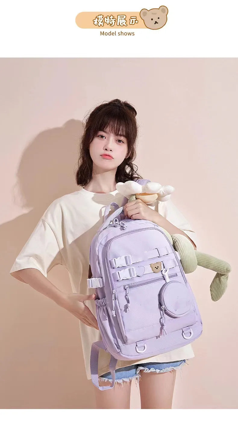 Hello Kitty backpack women's casual backpack fashion ins middle school student Melody Kuromi cinnamon dog school bag