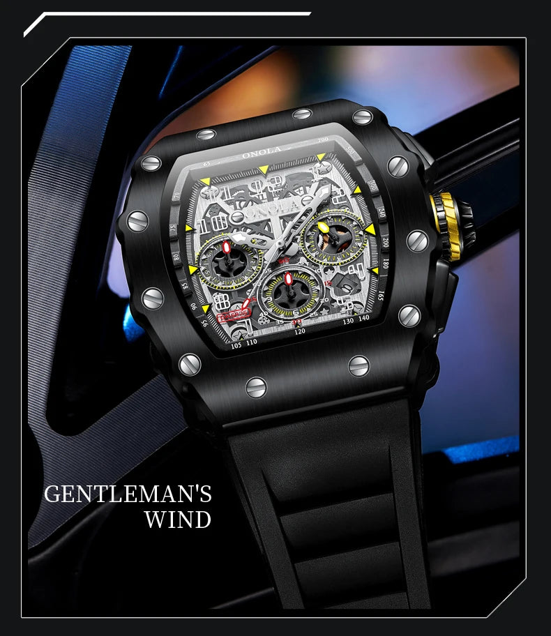 Original Fashion Watch for Men Famous Brand Stainless Steel Tonneau Quartz Clock High Quality Waterproof Timer Relojes Hot Sale