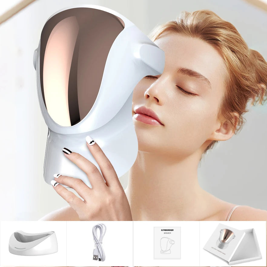 807 Nano Lamp LED Facial Mask With LED Light Therapy 3 Color Red Light Therapy Anti-Aging Mask Full Face With Neck Beauty Health
