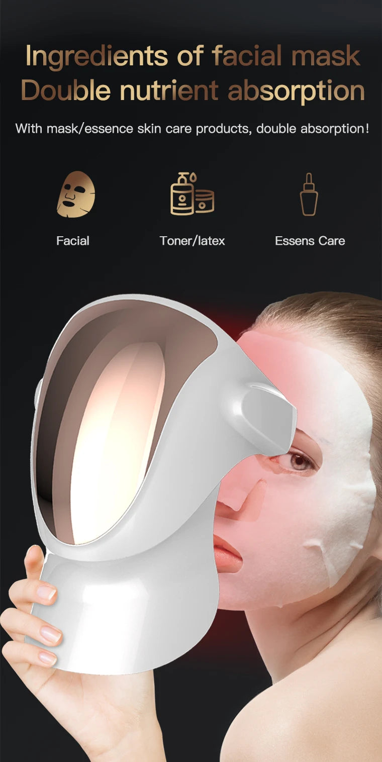 807 Nano Lamp LED Facial Mask With LED Light Therapy 3 Color Red Light Therapy Anti-Aging Mask Full Face With Neck Beauty Health