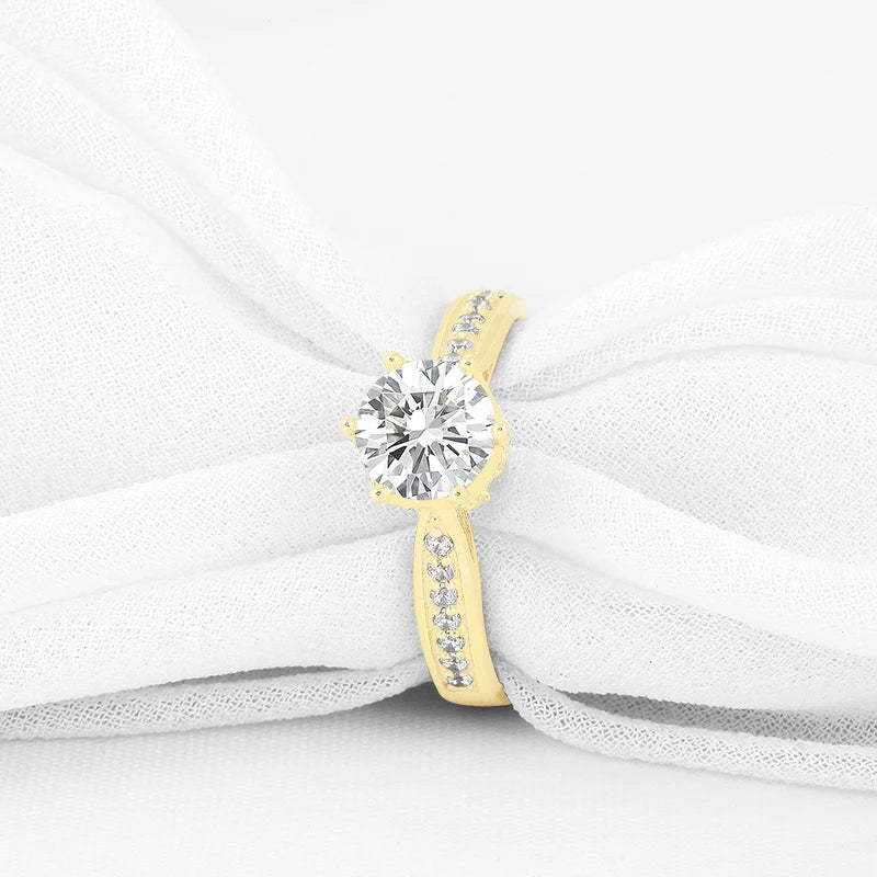 Lnngy 1.0 Carat Moissanite Rings With Certificate 10K Solid Gold Engagement Ring For Women Stacking Trendy Wedding Jewelry
