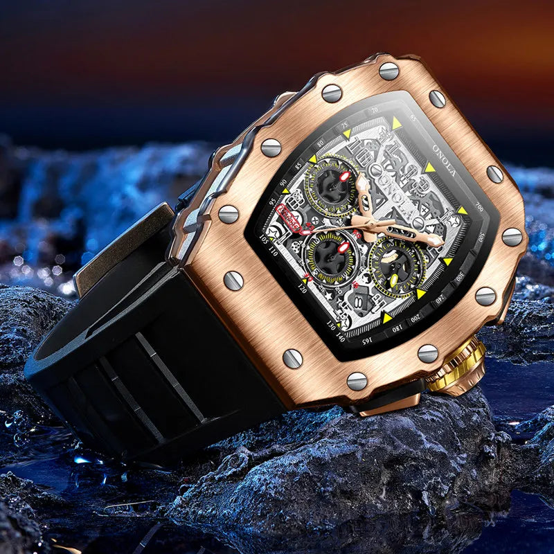 Original Fashion Watch for Men Famous Brand Stainless Steel Tonneau Quartz Clock High Quality Waterproof Timer Relojes Hot Sale