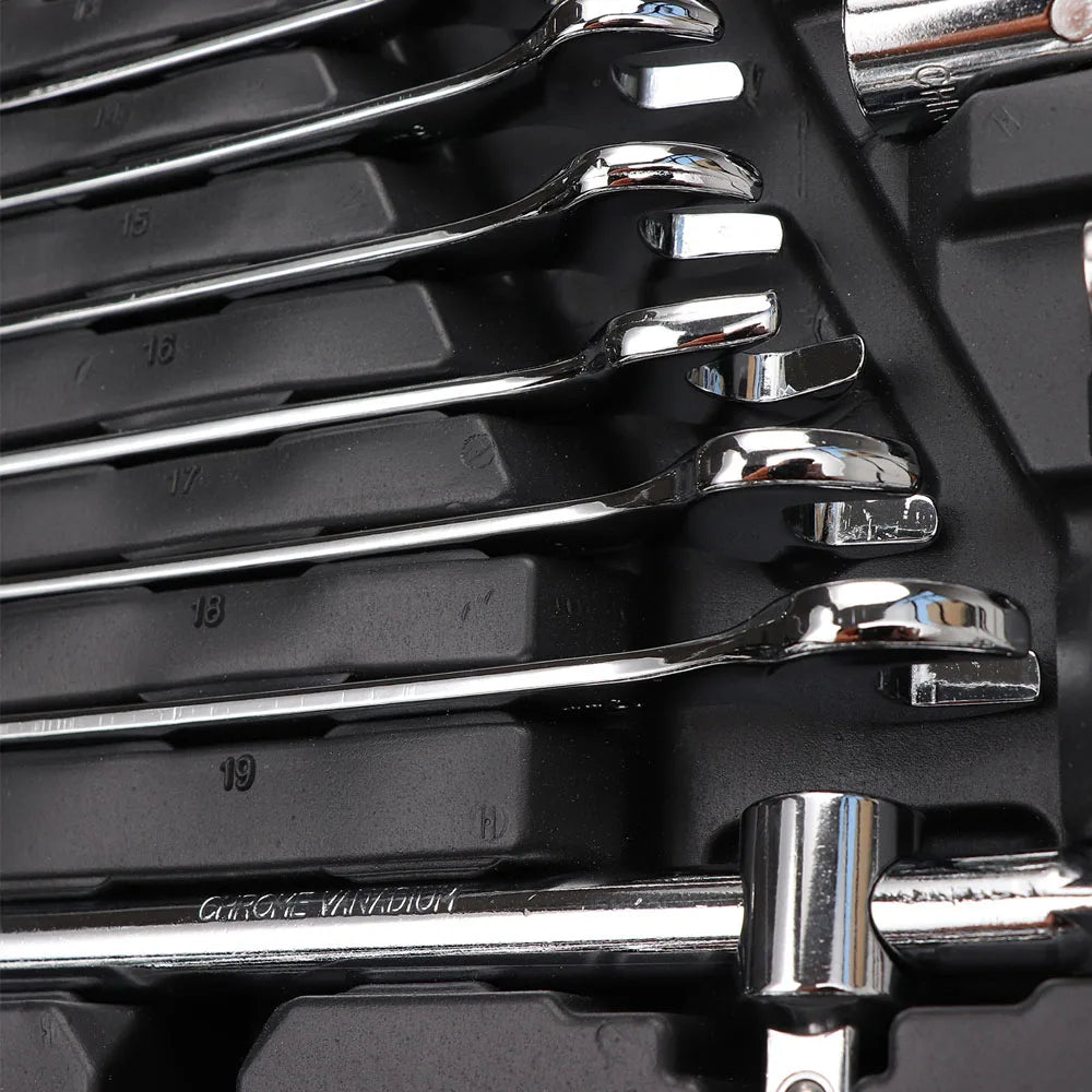 216PCS Professional Ratchet Wrench Socket Set 1/2" 1/4" 3/8" Wrench Repair Tool Home Repair Set with Black Box
