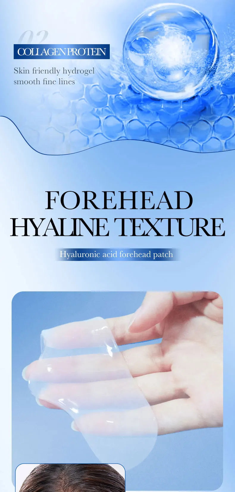 10pcs SADOER Hyaluronic Acid Collagen Face Mask For Forehead Eyes Cheek Moisturizing Firming Hydrating Facial Patches Skin Care