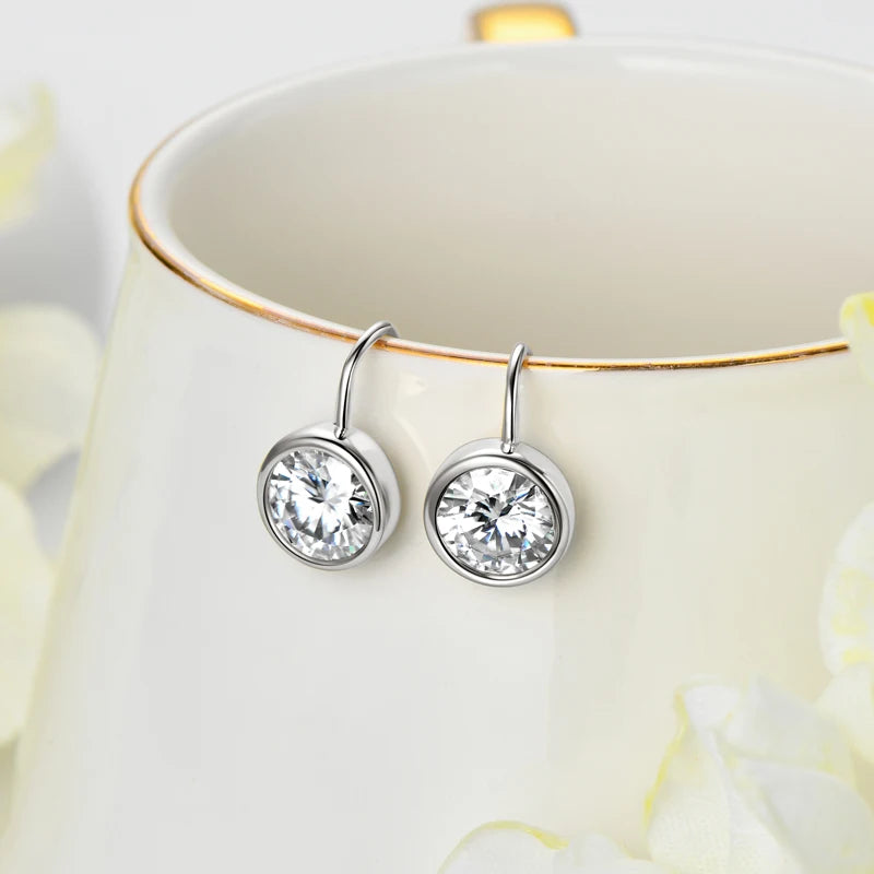Lnngy Certified 925 Sterling Silver Stud Earring for Women Sparkling Round Cut 8MM 2CT Moissanite Earrings Fashion Jewelry Gift