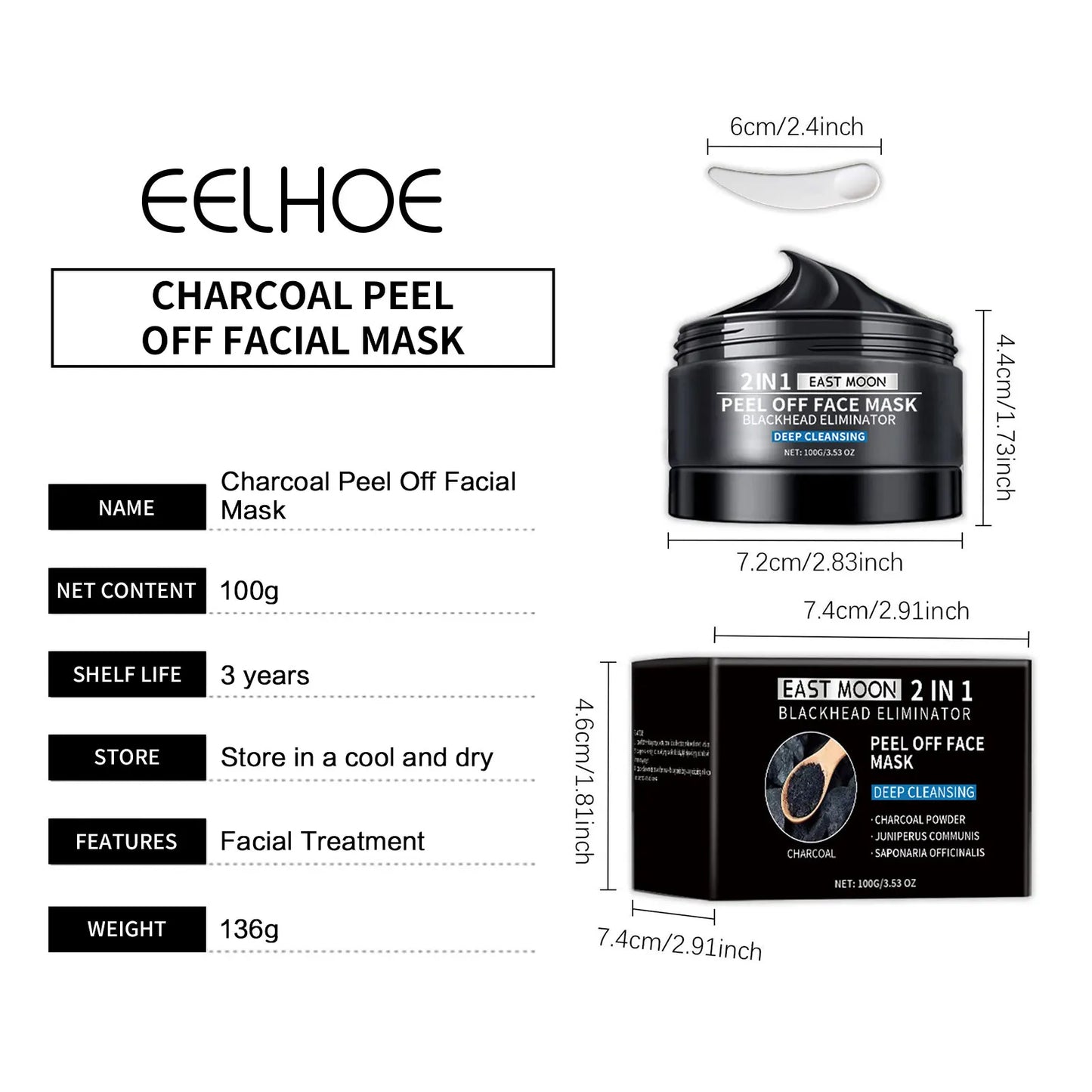 Bamboo Charcoal Blackhead Remover Mask Deep Cleanig Purifying Shrink Pores Cream Oil Control Exfoliator Peel Mud Mask Skin Care