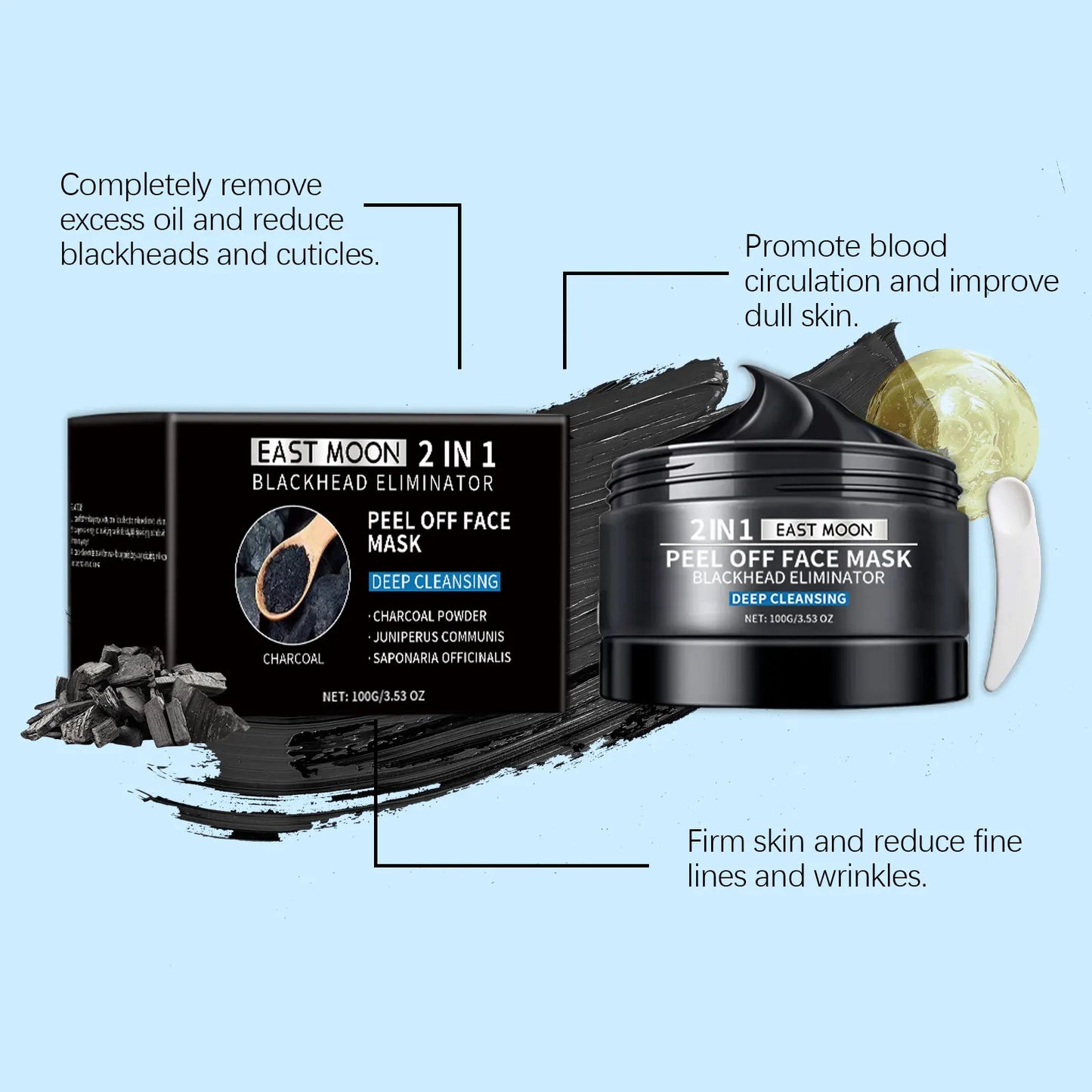 Bamboo Charcoal Blackhead Remover Mask Deep Cleanig Purifying Shrink Pores Cream Oil Control Exfoliator Peel Mud Mask Skin Care
