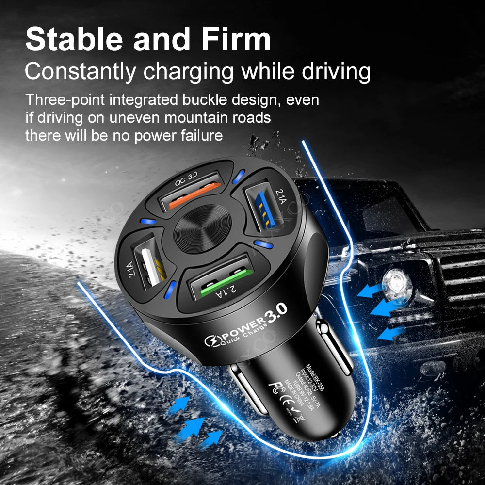 AIXXCO 3 Ports USB Car Charger 12V Quick Charge 3.0 Fast Car Cigarette Lighter For Samsung Huawei Xiaomi iphone Charger QC 3.0