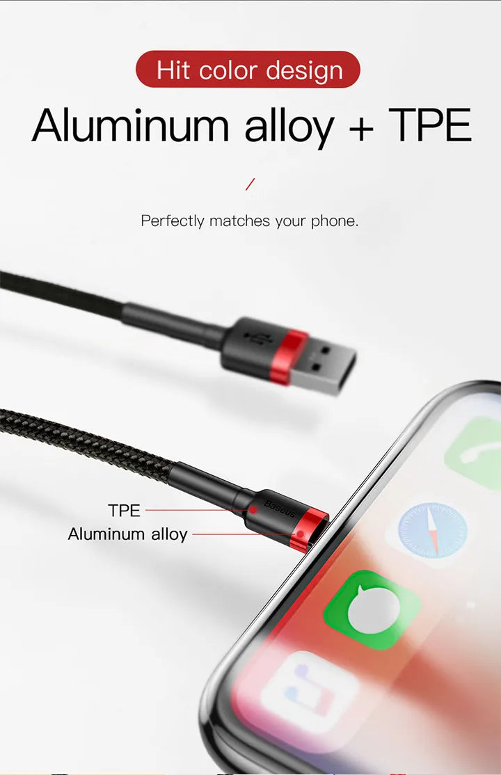 Baseus USB Cable for iPhone 12 11 Pro Max 8 X XR Fast Charge for iPhone Cable USB Data Sync Cable Phone Charger Cable Wire Cord