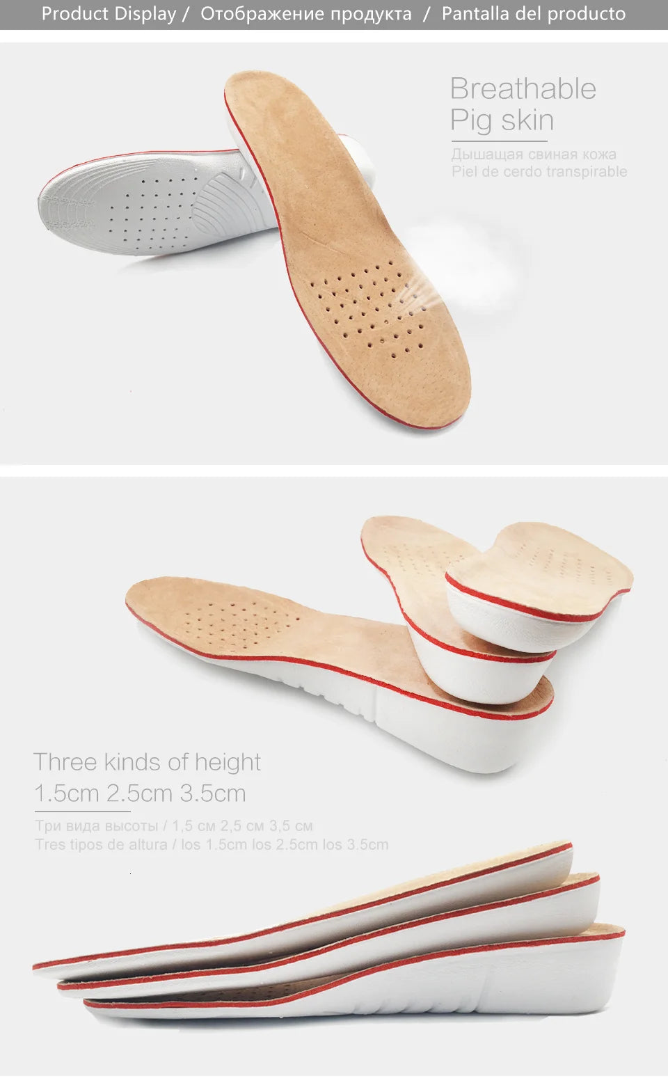 KOTLIKOFF Height Increase Insoles For Growth 1.5/2.5/3.5cm Invisible Height Lift Insole Inner Shoes Sole Heel Heightening Insert