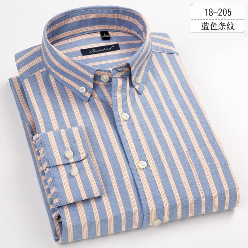 New Arrival Men's Long Sleeve Plaid\Stirped Shirt Mens Dress Shirts Brand Casual Fashion Business Style Shirts 100% Cotton