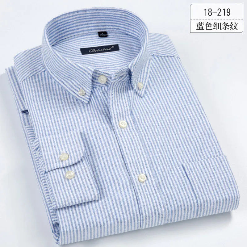 New Arrival Men's Long Sleeve Plaid\Stirped Shirt Mens Dress Shirts Brand Casual Fashion Business Style Shirts 100% Cotton