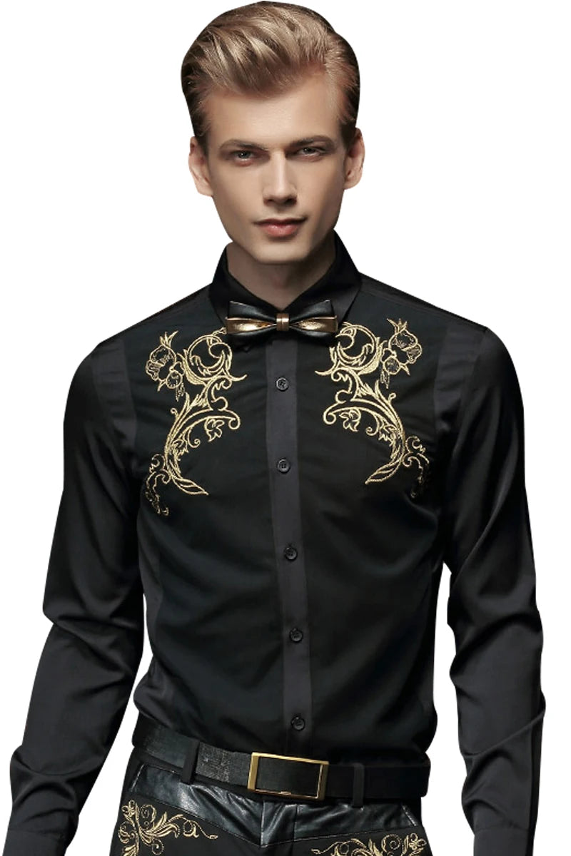 Fanzhuan Free Shipping New fashion casual male men's spring black shirt Retro shirts Korean Embroidery 512005 personality