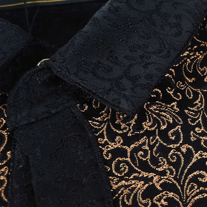 FanZhuan Free Shipping New fashion casual black men's male Baroque men's long sleeve shirt plus velvet thick warm shirt 14268