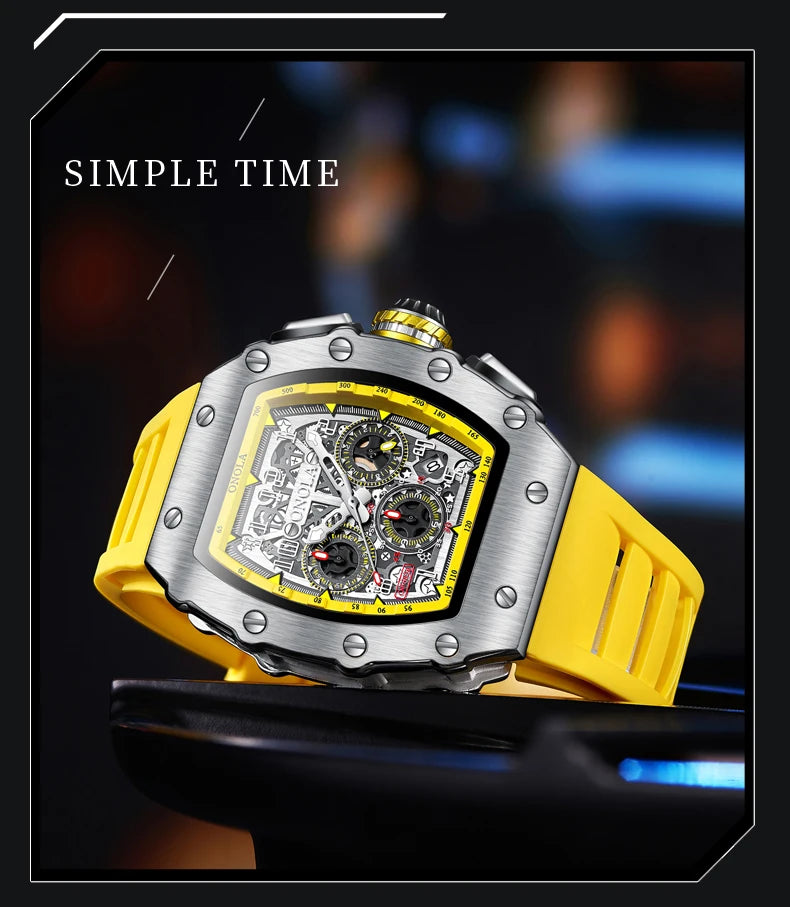 Original Fashion Watch for Men Famous Brand Stainless Steel Tonneau Quartz Clock High Quality Waterproof Timer Relojes Hot Sale