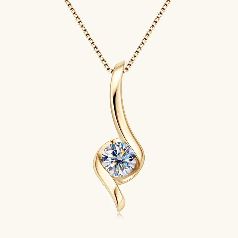 Gold Plated Silver 925 Real Moissanite Jewelry Set for Women 2.0ctw D Color Lab Diamond Stud Earrings Pendant Necklace Sets Gift