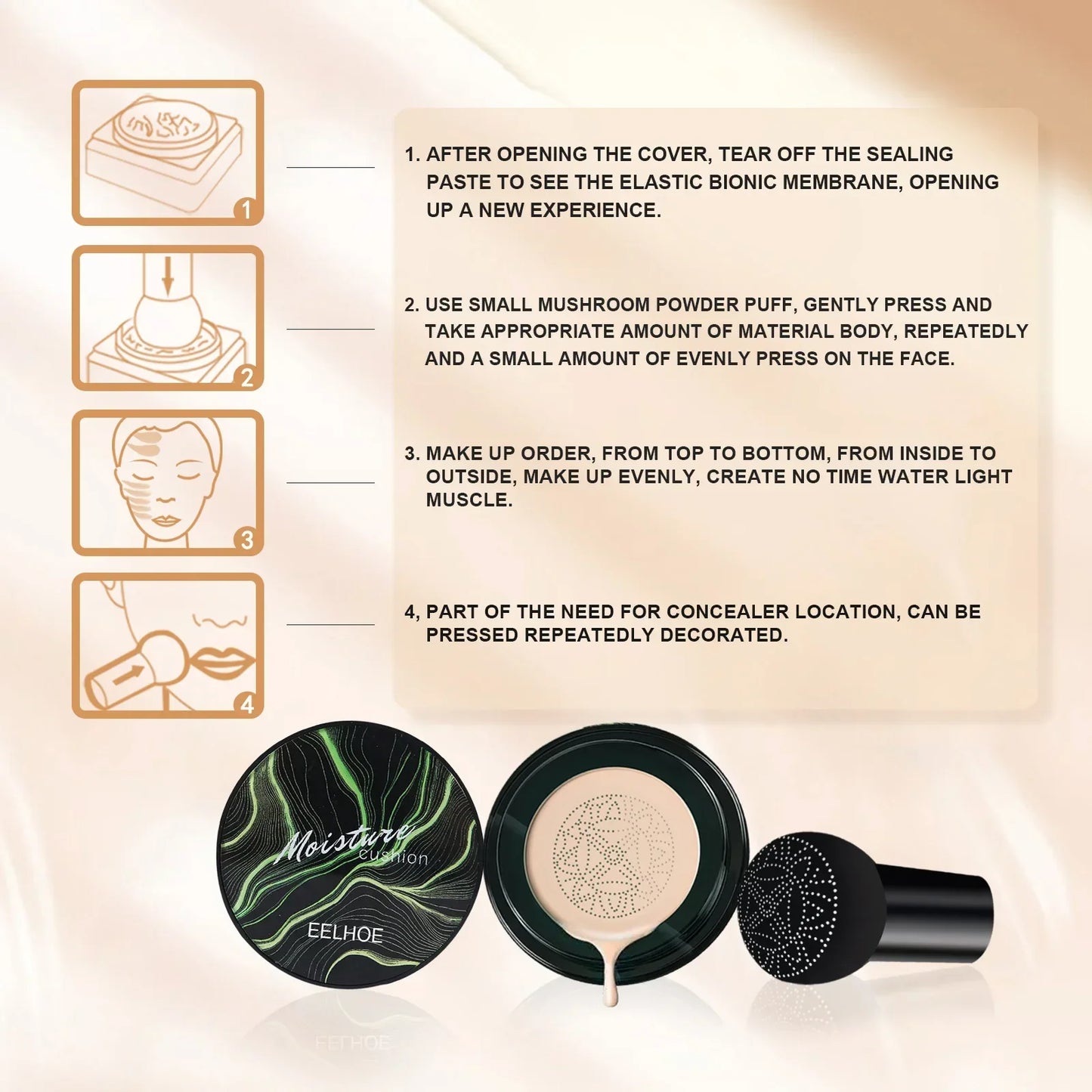 Magic Foundation Mushroom Head Air Cushion CC Cream Face Concealer Moisturizing Waterproof Foundation Base Makeup Cosmetics