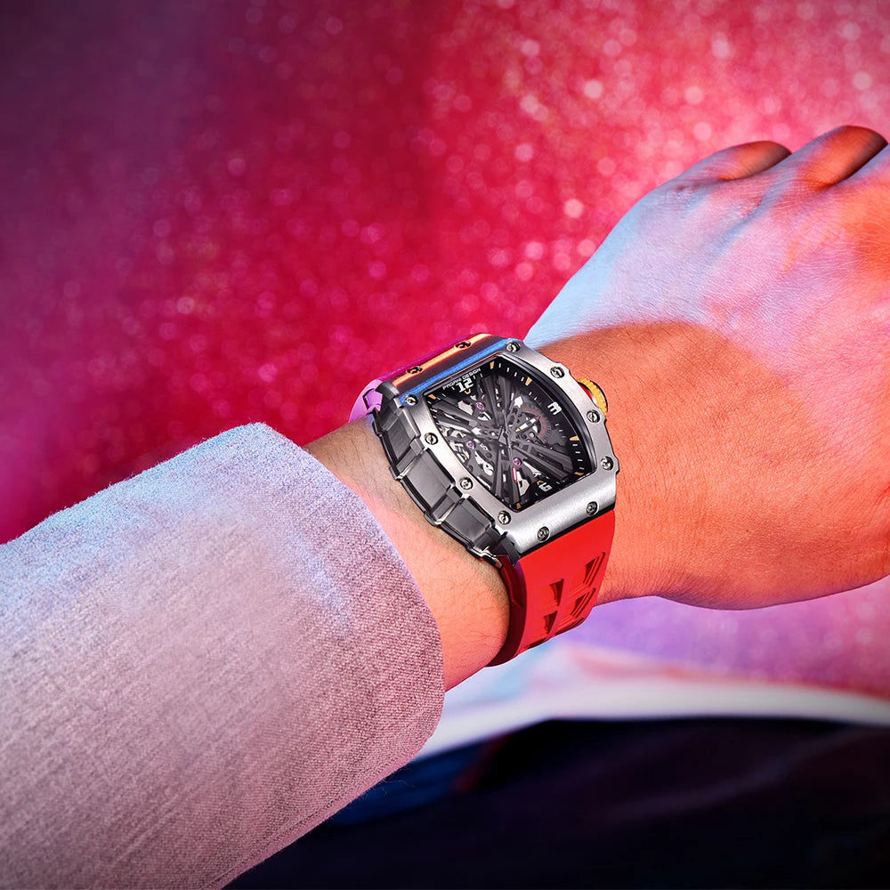 PAGANI DESIGN 2024 Luxury Mens Quartz Watches Barrel Shape Waterproof Wrist Watch For Men VH65 Silicone Luminous Sapphire Mirror