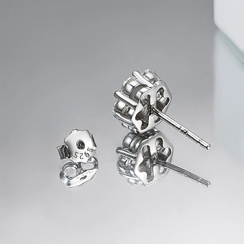 Real D Color Flower Full Moissanite Jewelry Sets for Women 925 Sterling Silver Diamond Pendant Necklace Stud Earrings Jewelry