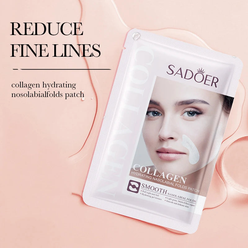 10pcs SADOER Hyaluronic Acid Collagen Face Mask For Forehead Eyes Cheek Moisturizing Firming Hydrating Facial Patches Skin Care
