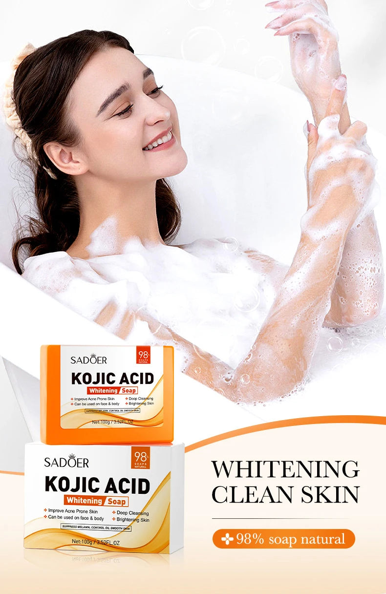 1/2pcs SADOER Kojic Acid Facial Soap Face Wash Foam Facial Cleanser Moisturizing Hydrating Oil Control Body Bathing Soap