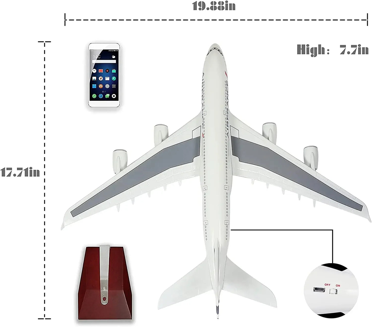 Airplane Airbus A380 Air France Plane 1:160 Scale Large Models Diecast Airplanes with LED Light for Collection or Gift Decor