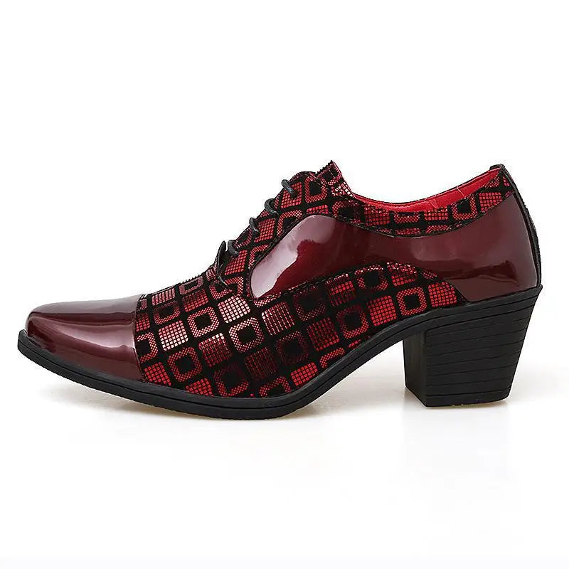Italian Men Formal Shoes High Heels Pointed Toe Wedding Party Shoe Luxury Shiny Business Work Shoes British Style Leather Shoes
