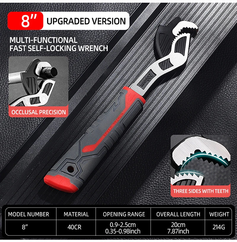 AIRAJ Universal Wrench Multi-Function Adjustable Wrench Fast Wrench CR-V Bathroom Pipe Wrench Plumber Multi Hand Tool