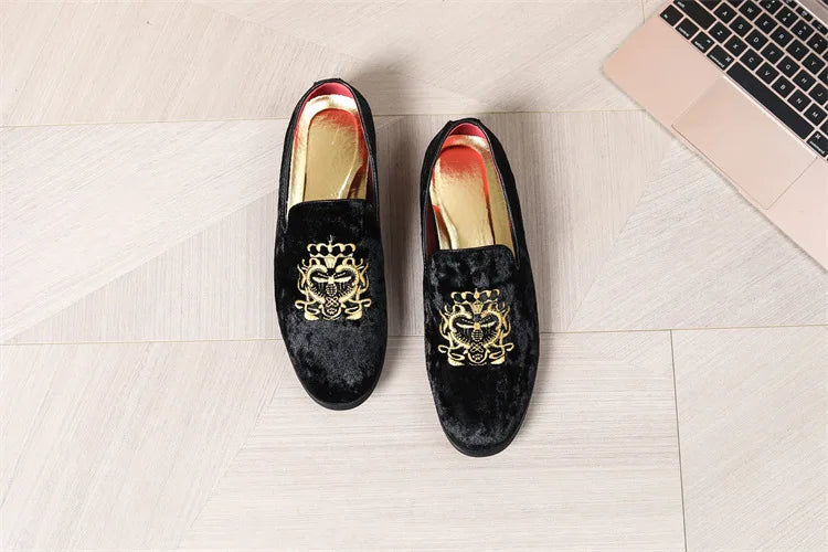 Luxury Suede Leather Shoes Men Big Size Wedding Dress Shoes designer Embroidery Loafers High Quality Oxford Men Flat Party Shoes