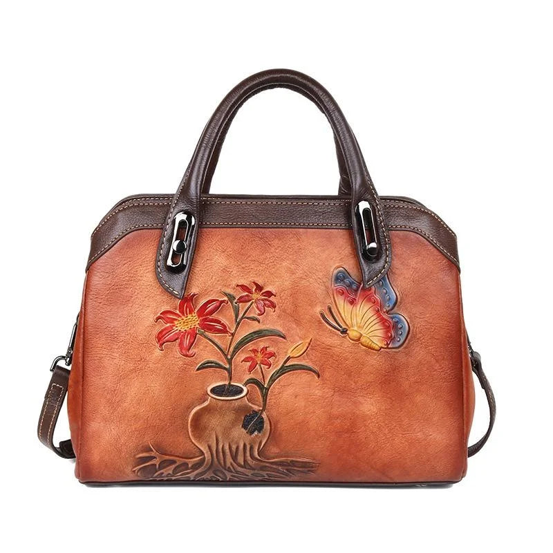 MOTAORA Vintage Women Shoulder Bags Genuine Leather Retro Ladies Handbags For Female Handmade Embossed Women's Bag 2025 Trend