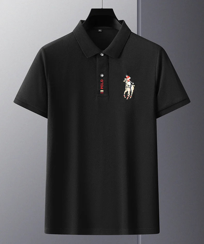 Brand Embroidered Men's Pure Cotton Popsicle Cotton Short Sleeved Polo Shirt Summer New Business Casual Breathable Men's Top 4xl