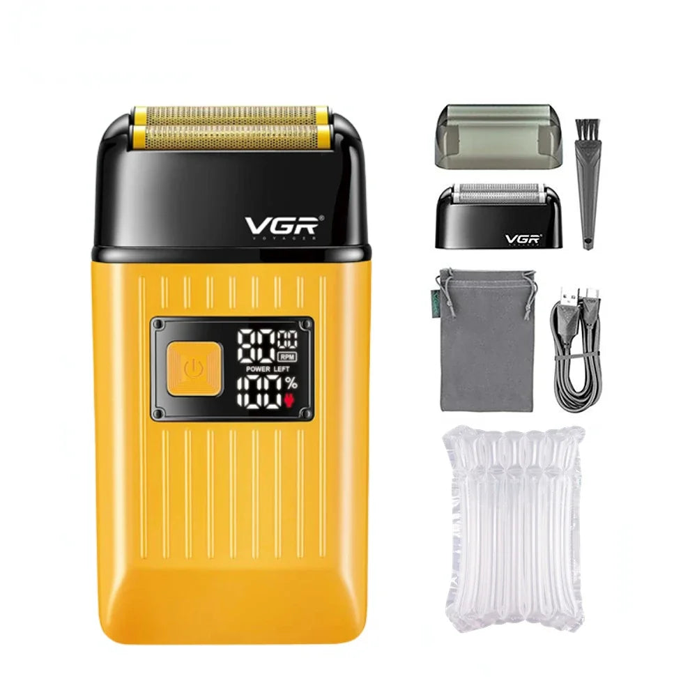 VGR Professional Hair Beard Electric Shaver For Men Beard Trimmer Wet Dry Shaving Machine Digital Display Shaver For Men V-357
