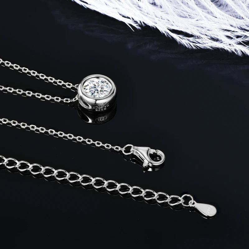 Classic 3.0cttw. D Round Moissanite Pendant Necklace Earrings Set for Women Couples Men s925 Silver Jewelry Sets GRA Certificate