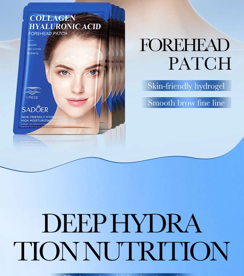 10pcs SADOER Hyaluronic Acid Collagen Face Mask For Forehead Eyes Cheek Moisturizing Firming Hydrating Facial Patches Skin Care