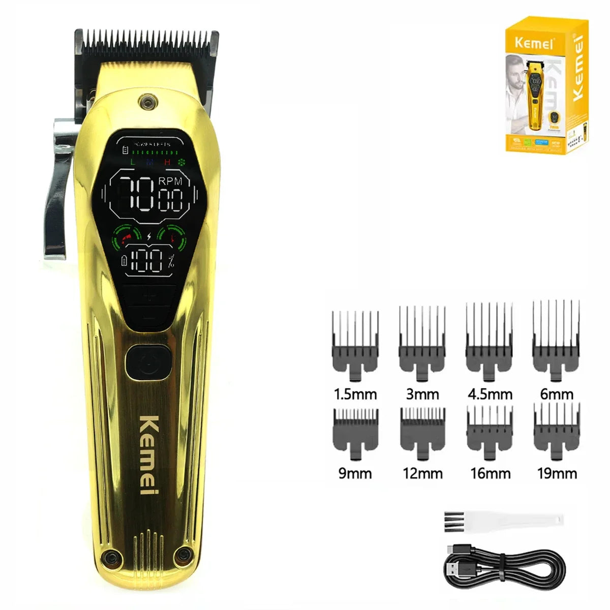 Kemei KM1698 Hair Clipper 9000RPM 10W High Power Baber Electric Hair Trimmer Professional Hair Cutting Machine for Men Men Gift