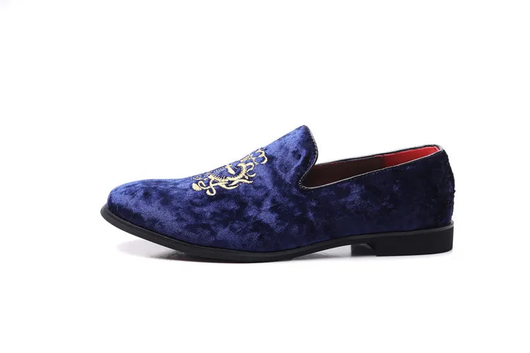 Luxury Suede Leather Shoes Men Big Size Wedding Dress Shoes designer Embroidery Loafers High Quality Oxford Men Flat Party Shoes
