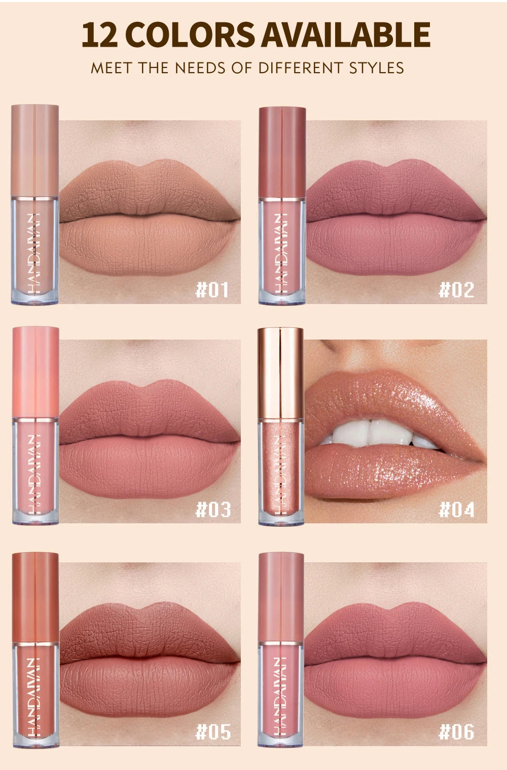 HANDAIYAN 12-Color Velvet Matte Lip Gloss Set - Liquid Lipstick Gift Box Set, Non-Sticky Lip Gloss