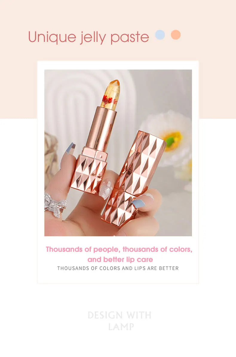 Jelly color-changing lipstick, warm and long-lasting, moisturizing and not easy to stick to the cup of flower lip balm